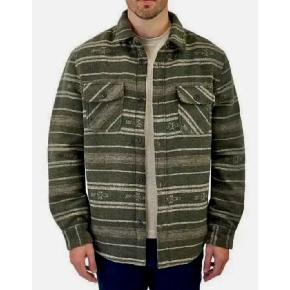 Jachs New York Wool Blend Sherpa Lined Shacket Olive Green & Gray Size XXL